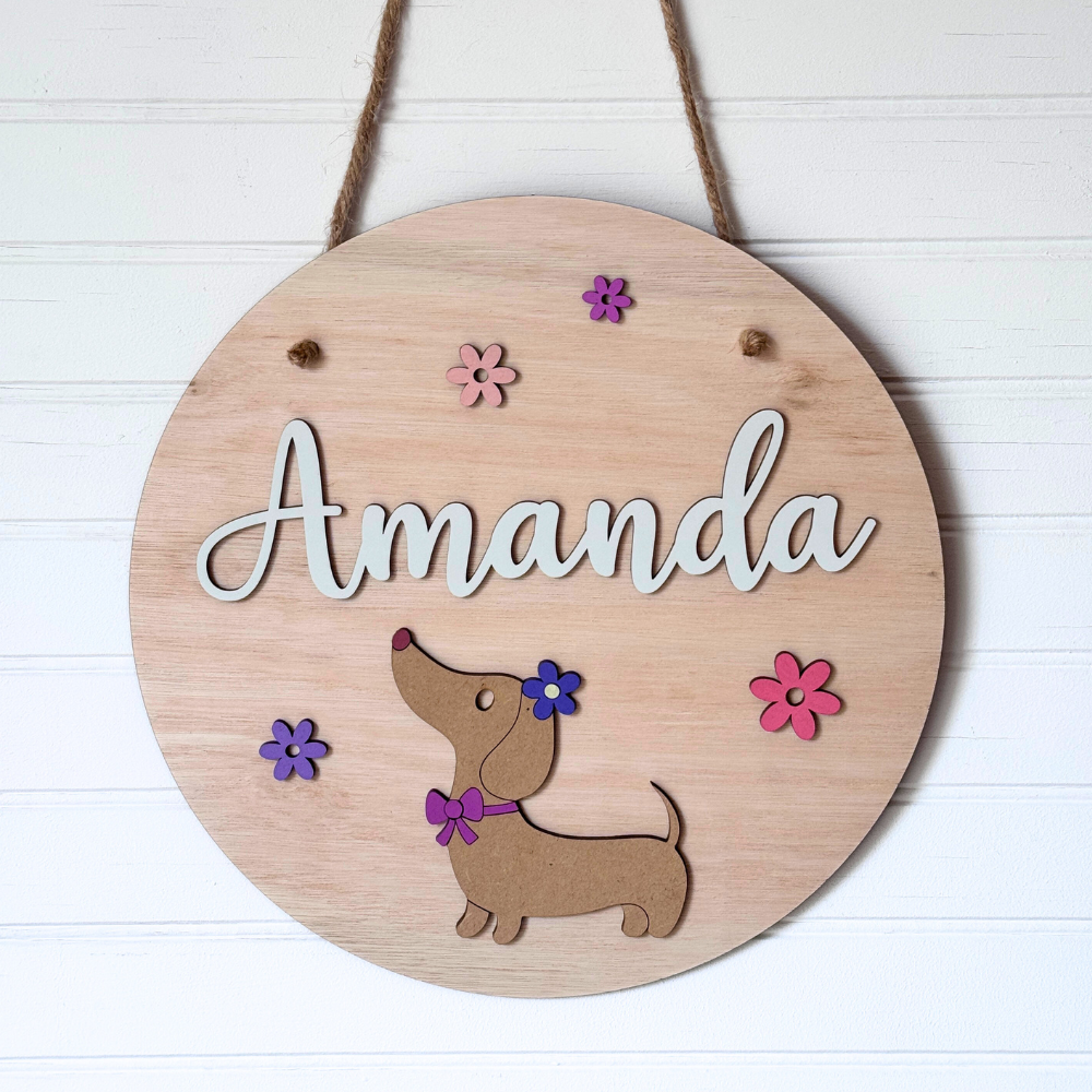 Cartel Nombre Perrito Salchicha