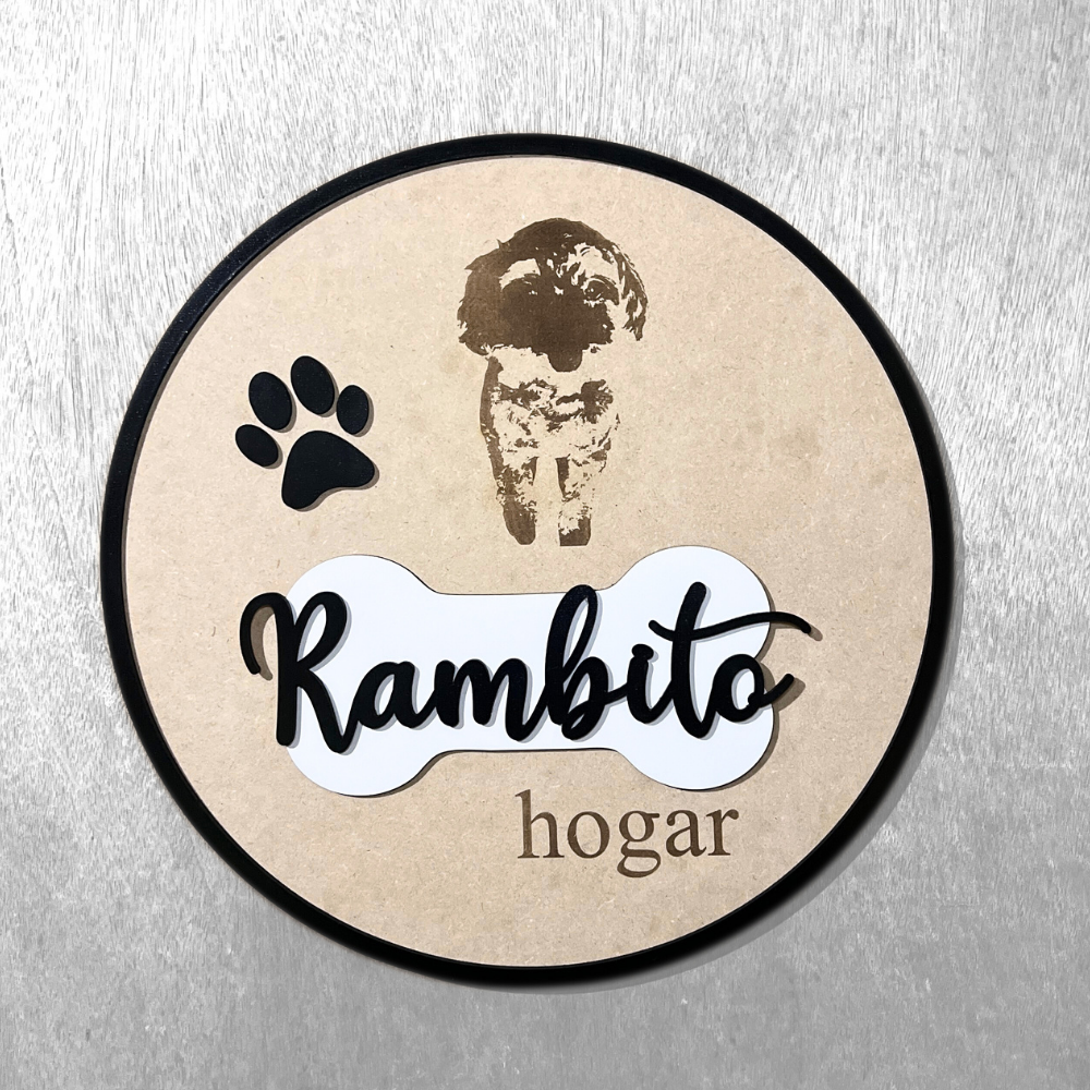 Cartel Mascotas Grabado Foto Hueso